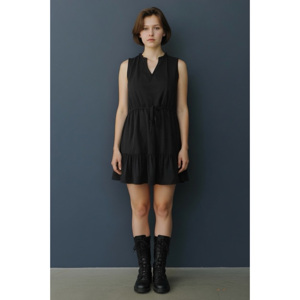 ❤️ GAP Black Ruffled High Neck Mini Dress - Picture 8 of 8